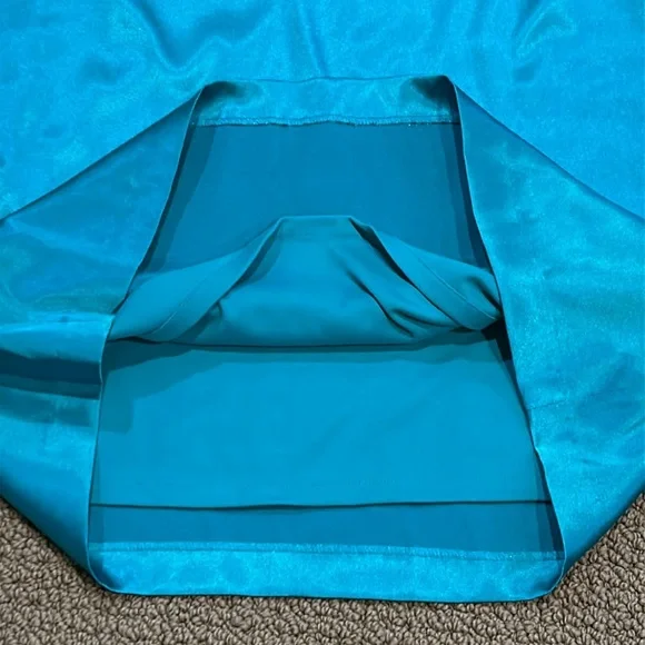 Adrianna Papell Boutique Teal Green Sheath Dress size 14 One Shoulder Satin - Picture 11 of 16